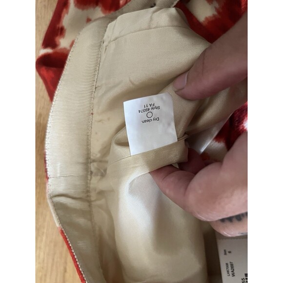 NWT J Crew Red Floral Watercolor Button Down Pleated Knee Length Skirt Size 6 - Picture 5 of 7